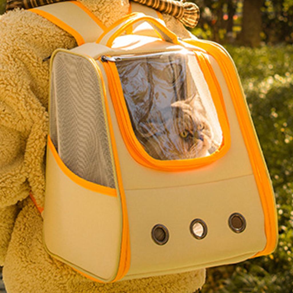 Rucsac Transport Pisici Geantă Transparentă Bloc de Culoare Portocaliu Sodă Curățare Ușoară Transportor Fashionabil pentru Animale de Companie pentru