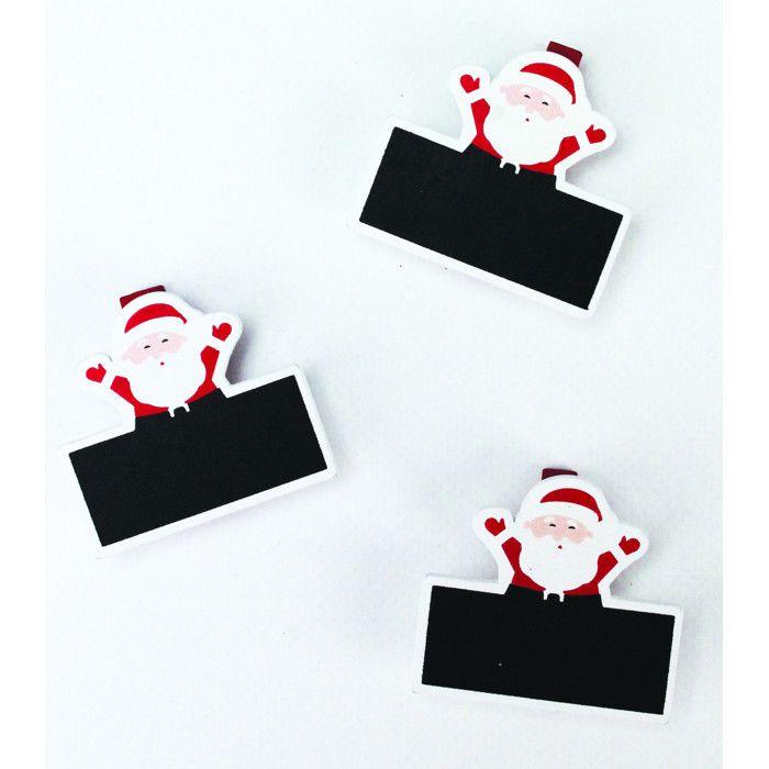 Pince à linge Père Noël ardoise 4,5cm 3 pièces