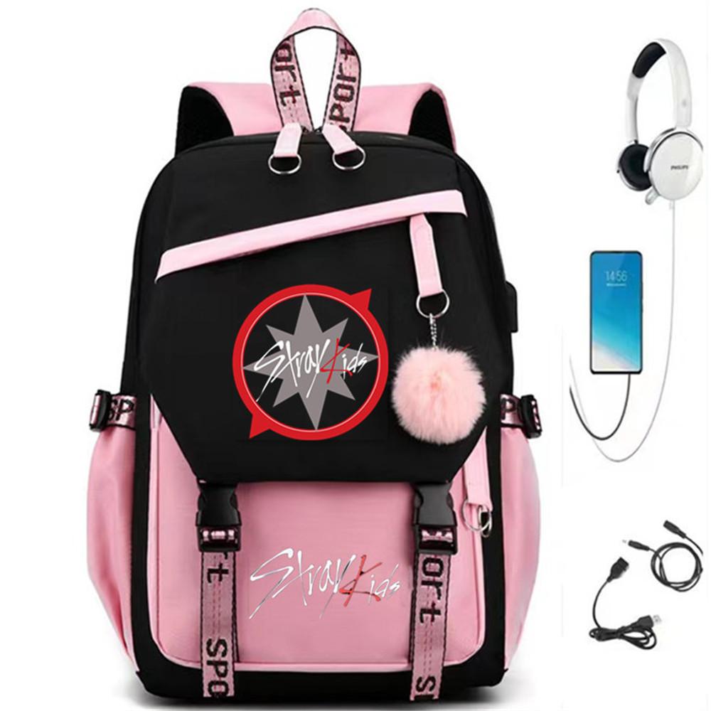 Straykids Combination Peripheral With Backpack Backpack School Bag Usb Charging Student Large Capacity