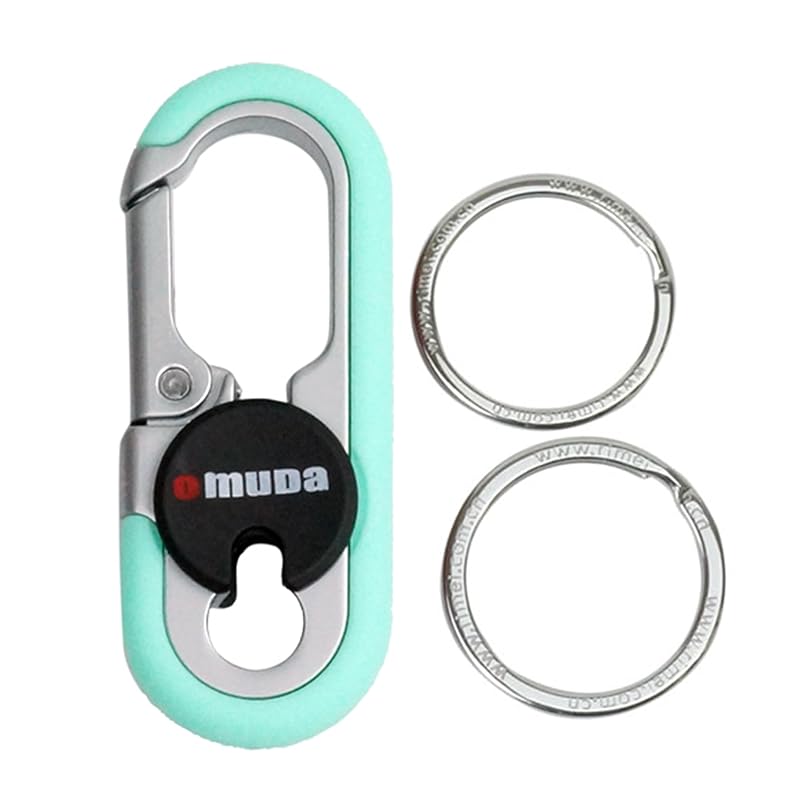 

[KOYOKOMA] carabiner double ring lock function key ring key ring hook fashion design men s male key key Fashionable Accessories metal (mint green)