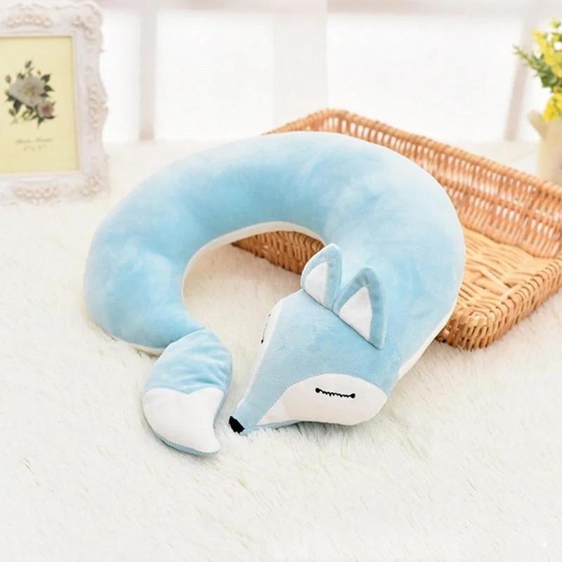 Travel Pillow U Shape Neck Pillow Cute Fox Pillow Hug Sleeping Pillows Ornamental Pillow Office Sleep Pillow 30*30*8CM