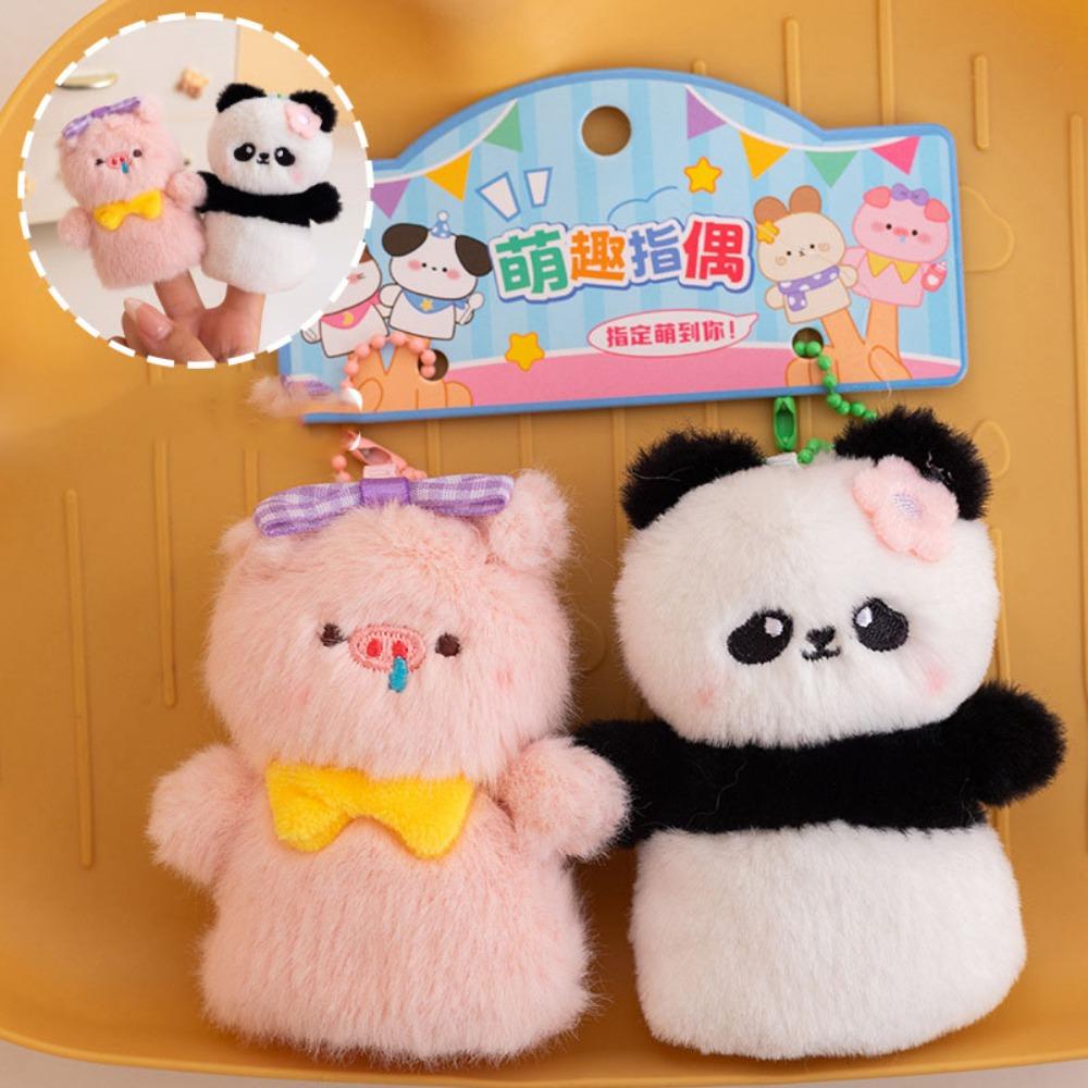 1 pair Storytelling Animal Finger Puppet Plush Doll Hand Finger Story Puppet Interactive Toy Pig Panda