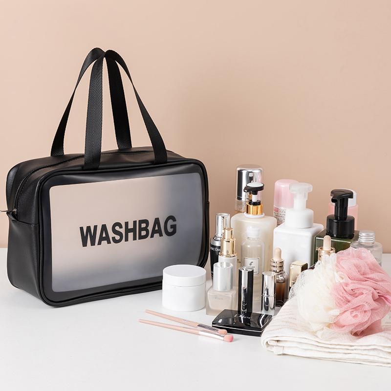 Dry-Wet Separation Double Transparent Pu Makeup Bag Portable Washing Bag Cosmetic Storage Bag Travel Fitness Swimming Essentials