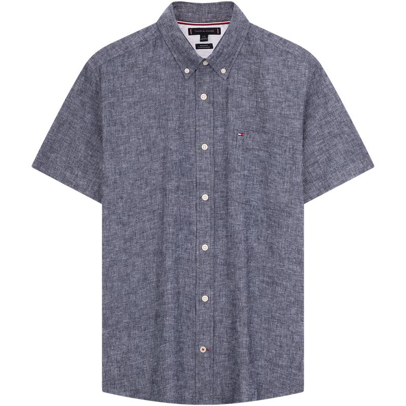 

Tommy Hilfiger Men s Cotton Linen Blend Casual Short Sleeve Shirt XL