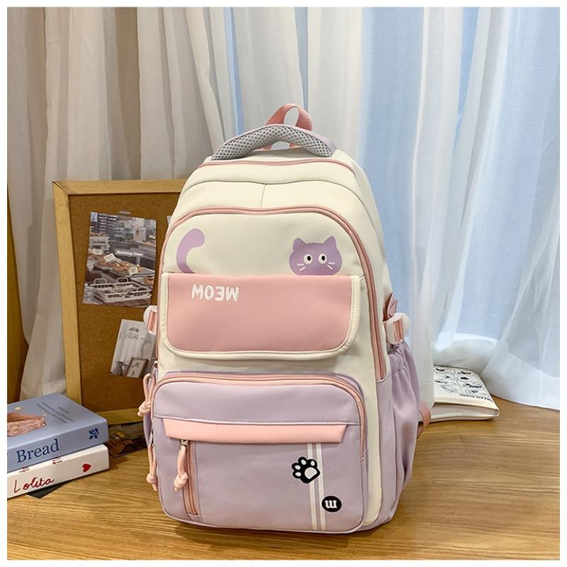 Korean Version Ins New Highvalue Collegestyle Contrasting Backpack, Casual and Lightweight Largecapacity Backpack for Junior High School Students