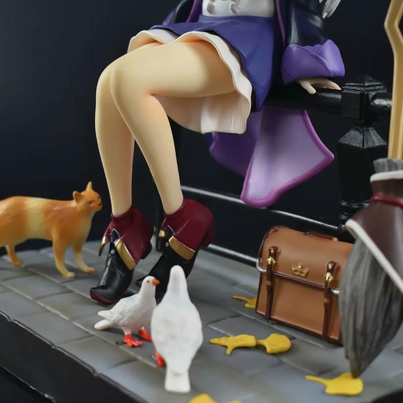 Anime Gray Witch Girl Figure Pvc Abs Material With Scene Base Boxed Collectible Model Desktop Decoration Ornament Gift For Anime