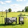 60L Foldable Festival Trolley on Wheels, Collapsible Wagon Cart with Drop-Down Tailgate, Adjustable Handle, Grey