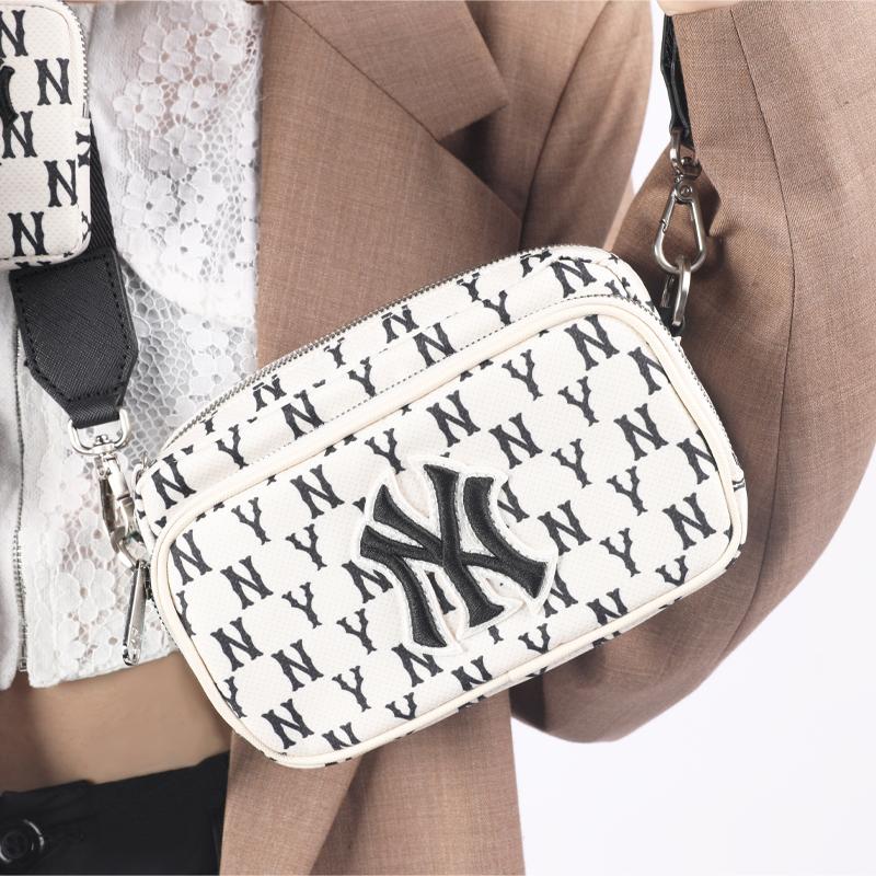 New MLB Monogram Collection Polyester Shoulder Bag, Crossbody Bag Mini Unisex Black White 3ACRS012N-50CRD