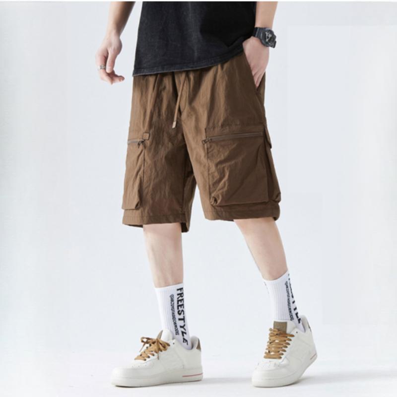 Pantaloni subțiri de vară din mătase de gheață, largi, casual, cu buzunare multiple, pentru bărbați, pantaloni scurți sport cu uscare rapidă, pantaloni pentru bărbați