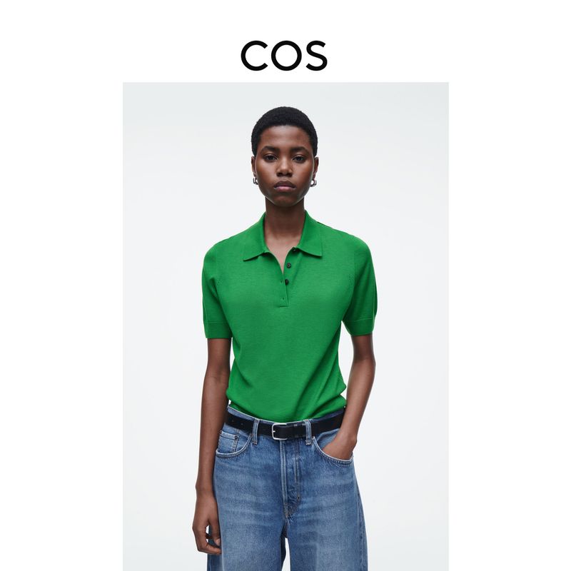 

Cos Женское поло приталенного кроя из смесовой шерсти Зеленое 2025 Весна Новинка 1271687002 Green 155/80A((XS))