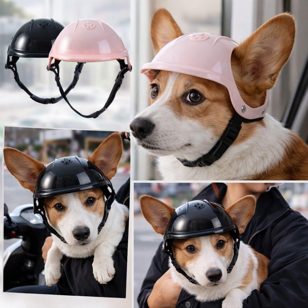With Ear Holes Dog Cat Helmets Adjustable Dog Helmet Hat Pet Motorcycle Helmet  Pet Accessories