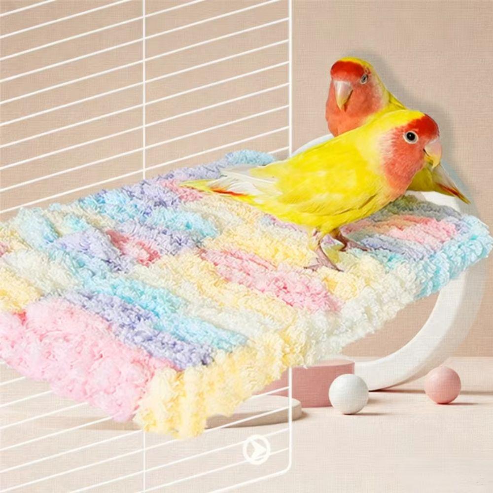Warm Velvet Plush Bird Perch Anti-Slip Bird Hammock Bed Parrot Cage Platform Budgie