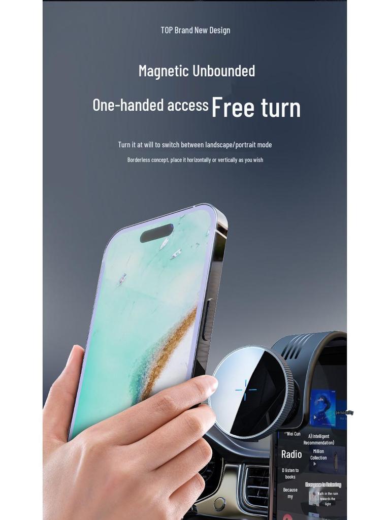 Magnetic 15W Wireless Car Charger with Bendable Dashboard Phone Holder