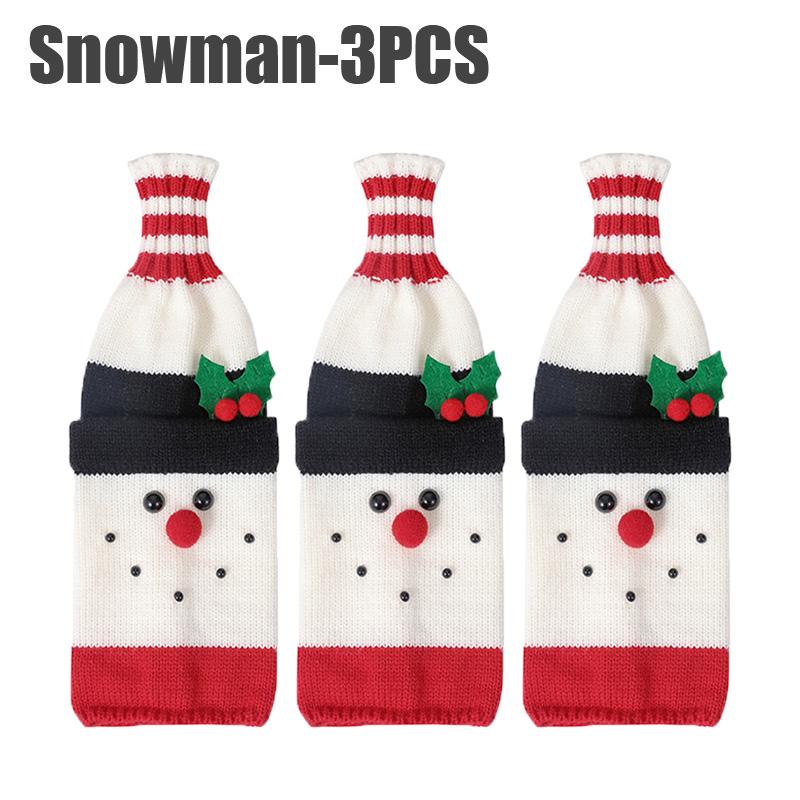 Holiday Knitted Wine Bottle Covers Christmas Sleeves Decorations for Wine Champagne Festive Gift Wrap Bottle Covers