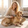 Pet Grooming Brush for Shedding and Cleaning with Soft Bristles and Ergonomic Handle Suitable for Dogs Cats and Small Animals