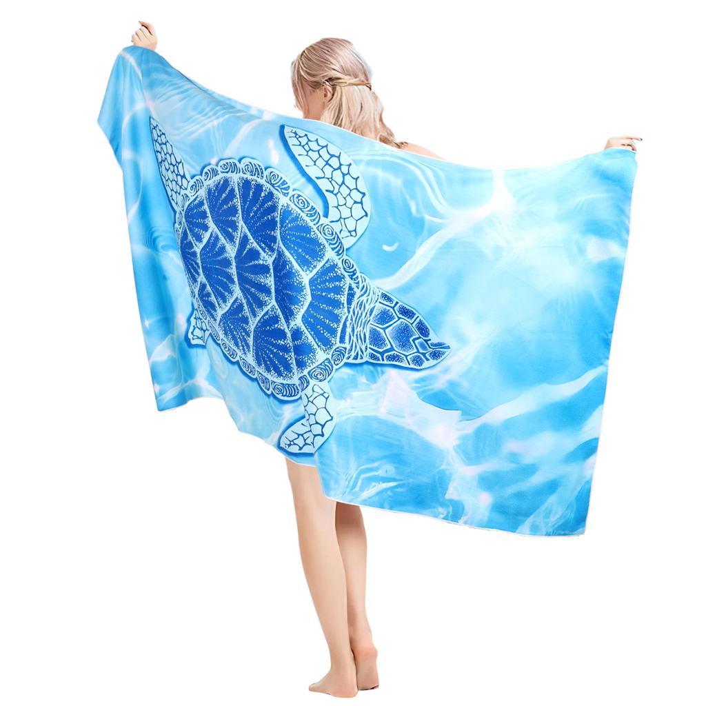 2 Pcs 180cm Turtle Microfiber Beach Towel Absorbent Quick Dry Soft Yoga Swimming Outdoor Sports Gym Shower Towel