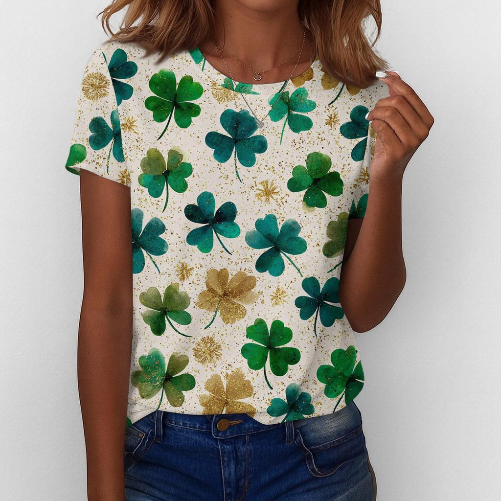 Women's T Shirt Tee Print Short Sleeve Daily Weekend Fashion Basic Regular Top  St. Patrick's Day