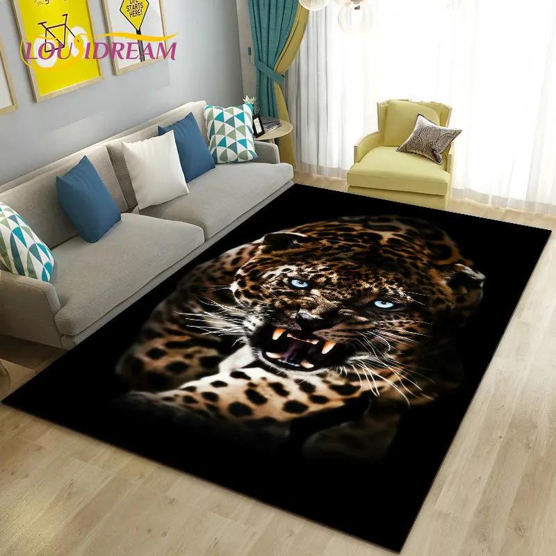 3D Cartoon Dier Luipaard Jachtluipaard Gebiedskleed Tapijt voor Woonkamer Slaapkamer Speelkamer Sofa decoratie huis Antislipkleed Vloermat Zacht