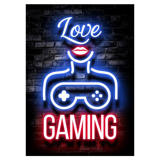 Gamepad Neon Canvas Painting Glowing Text Picture Decoration Poster Gift Living Room Wall Art Prints Modern Home Decor Aesthetic No Frame