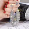 Korean Versatile Rhinestone Tassel Earrings S925 Silver Needle Long Studs for Women
