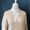 Fashion White Lace Ribbon Bow Ties Women's College Style Shirt Accessories Jewelry Gifts Rhinestone Pearls Collar Flower