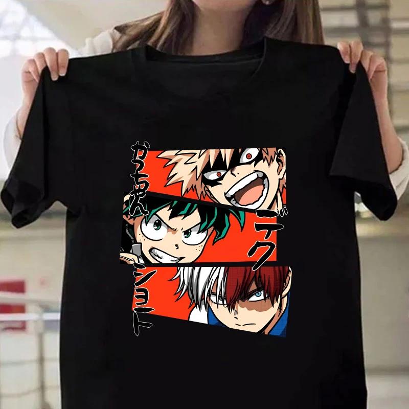 New Funny Deku Bakugou Katsuki Todoroki Shoto Print T-Shirt Womans Men Casual Tops Summer Cool T Shirt Plus Size Tops Tees