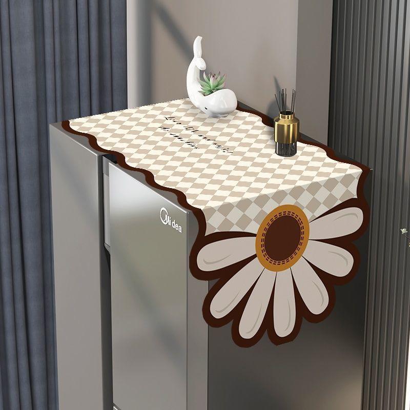 Cute Cartoon Capybara Refrigerator Dust Cover Waterproof Non-Slip Reusable for Home Dorm Kitchen Decor & Storage