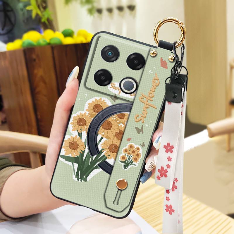 Lanyard Anti-dust Phone Case For infinix GT 20 Pro/X6871 Wristband Flower Back Cover Waterproof Shockproof Soft case
