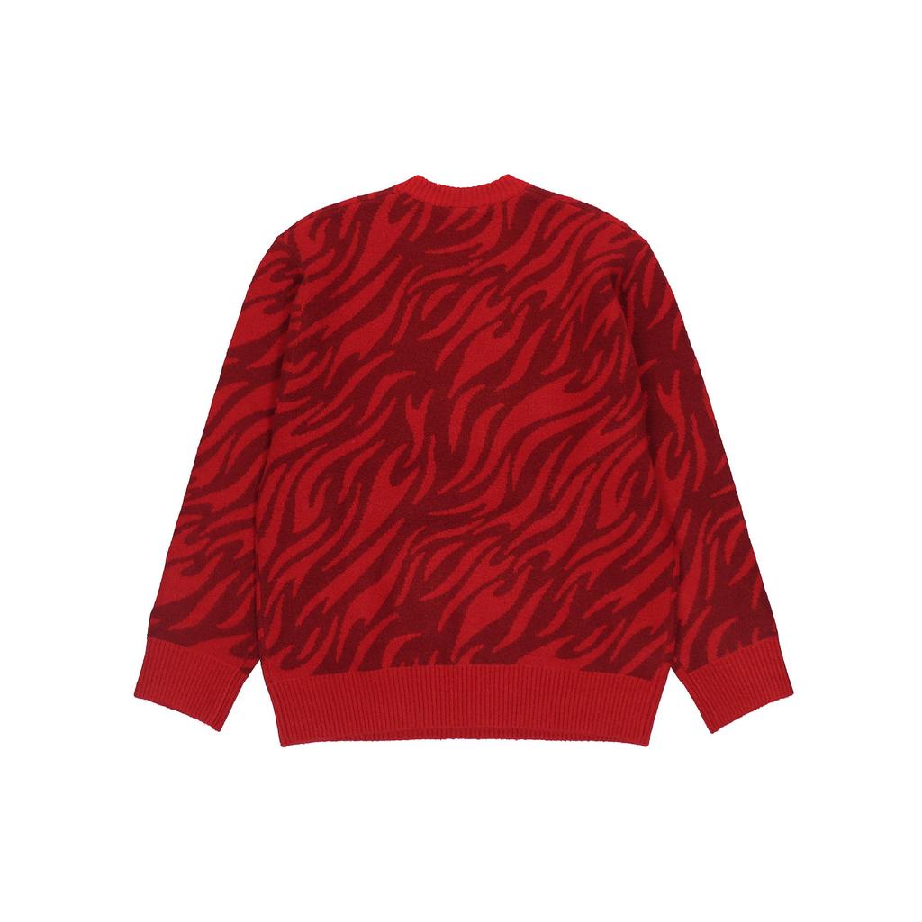 Li-Ning Daily Gold Series Casual Sport Pullover Tiger Pattern Knit Sweater Unisex Tops Red AMBS031-3