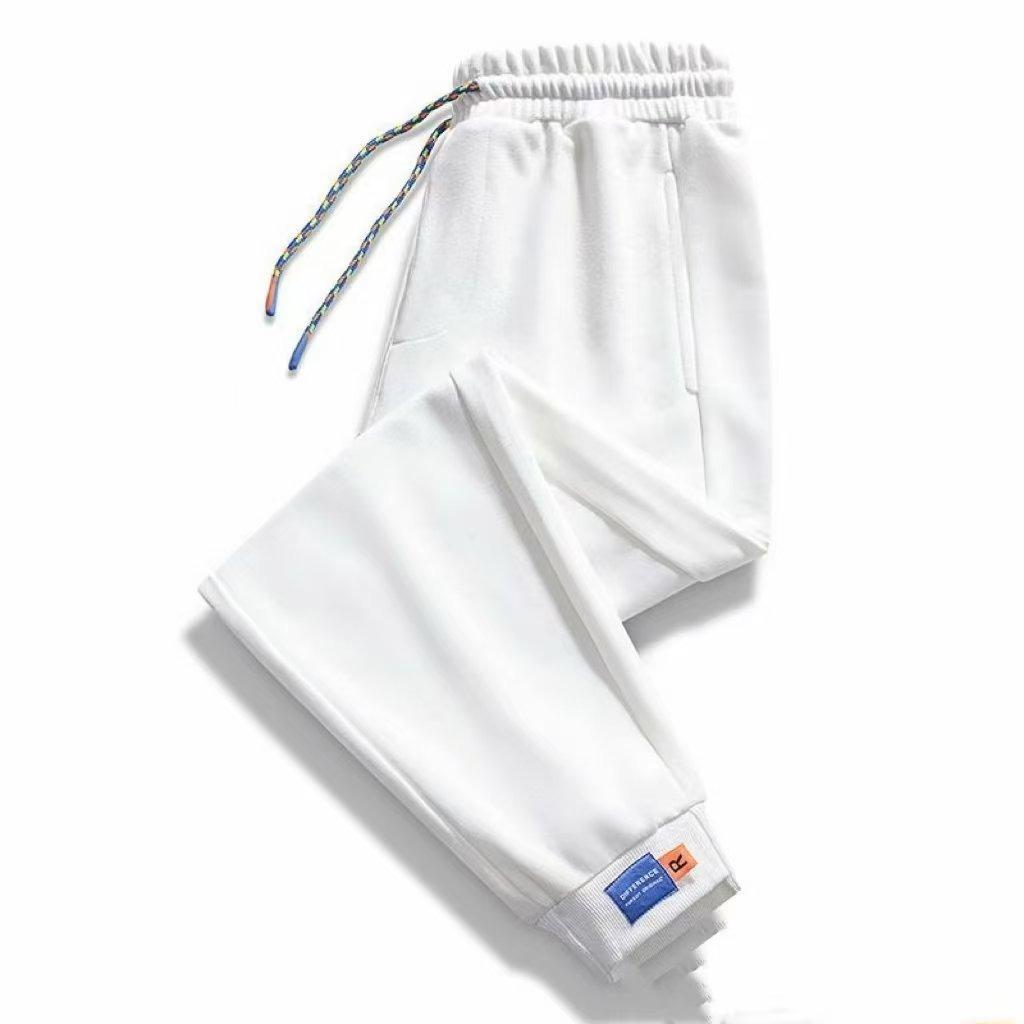 

Trendy Youth Cotton-Like Sports Pants Men s Casual Knitted Straight Leg Nine-Tenths Pants Korean Sle Neutral Faion XXXXXL білий