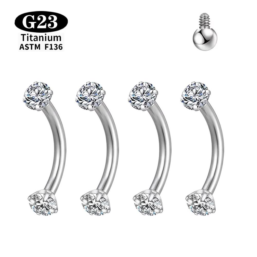 1/5 Pezzi Titanio ASTM F136 Filettatura Interna Piercing Sopracciglio Rook Barra Curva Kit Anelli per Sopracciglio Trago Labbra