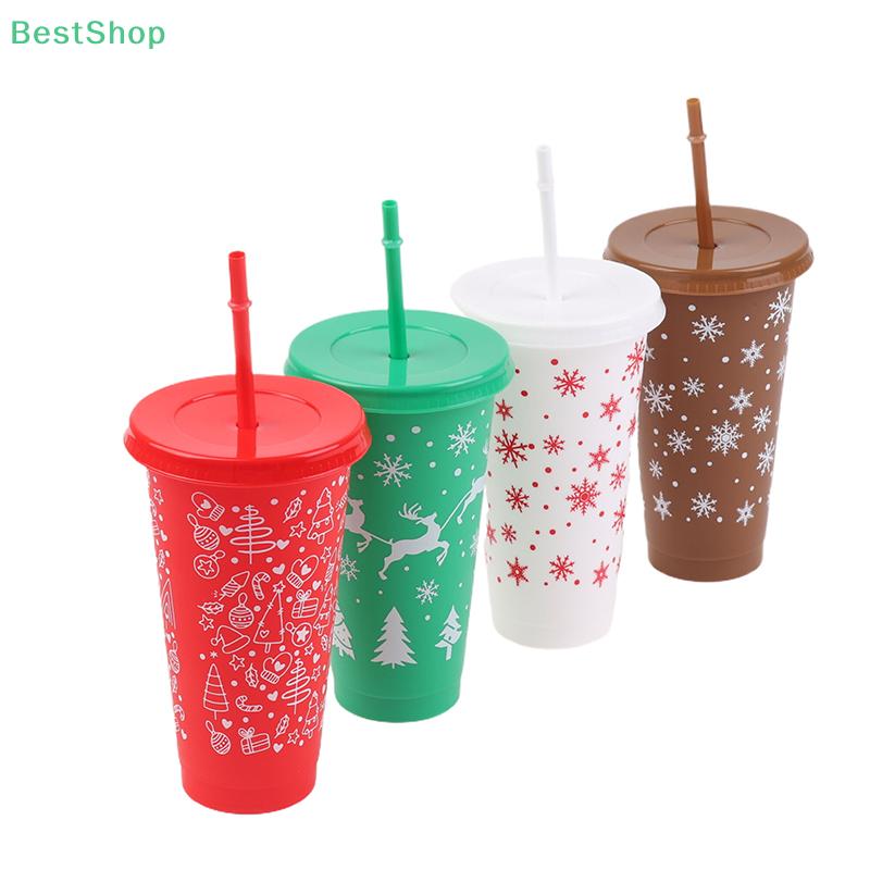 Christmas-themed Straw Cup 710ml Large Capacity Plastic Water Cup Christmas Gift