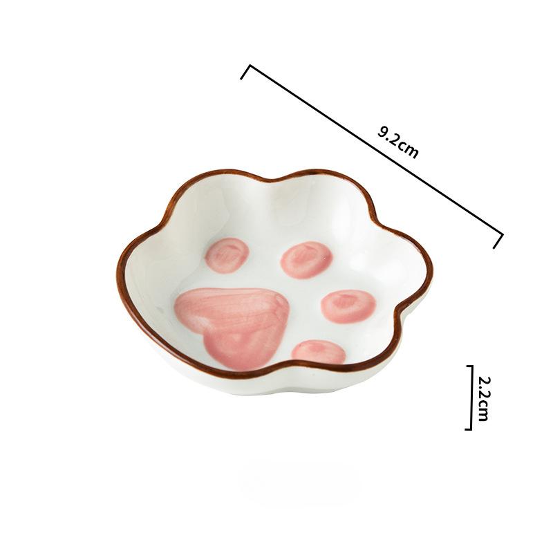 Cat Claw Flavor Dish Cute Ins Cartoon Creative Dish Home Seasoning Ceramic Small Dish Desktop Atmosphere Decorative Dish 1pcs