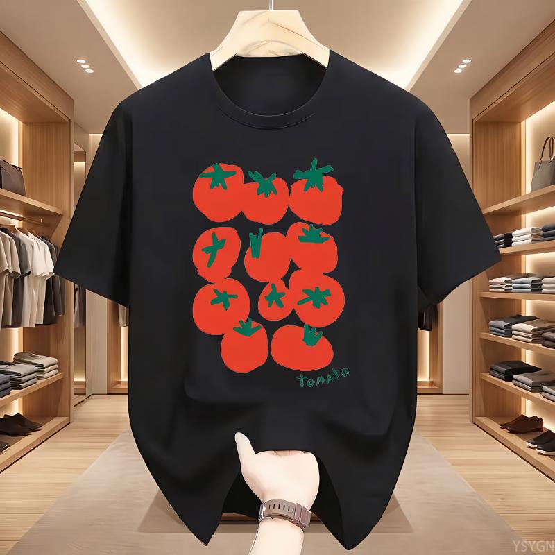 Süßes Tomaten Grafik T-Shirt Herren Sommer Lässig Kurzarm Rundhals Locker T-Shirt Gemüse Druck Oberteil
