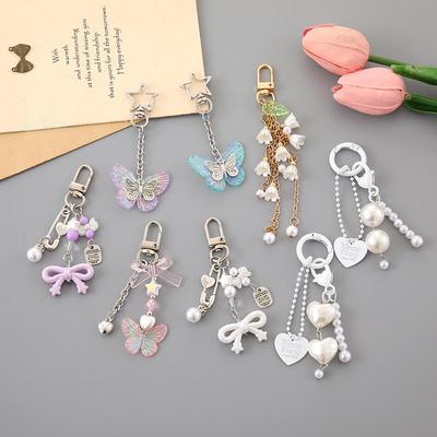 Nouveau porte-clés pendentif nœud en acrylique: Charme de Sac DIY & Étui pour Écouteurs Bijou à Suspendre