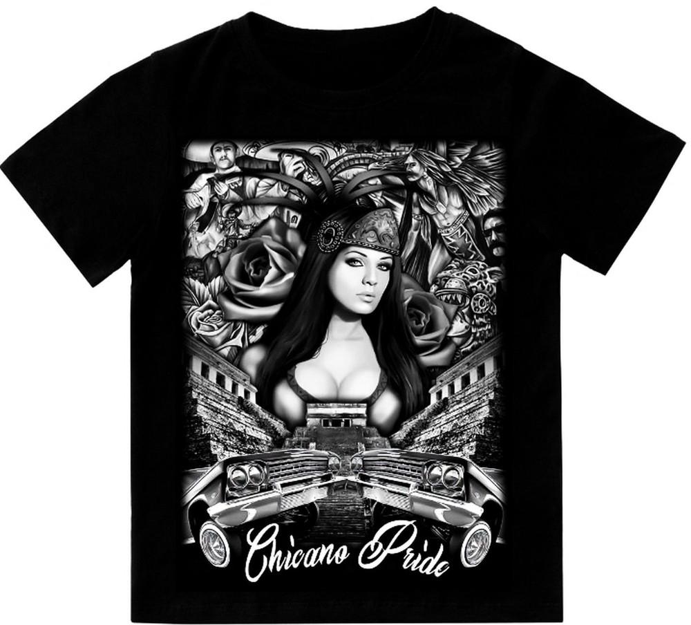 Chicano Pride Azteca Art T-Shirt Print On Shaka Wear Heavyweight Tee Unisex T-Shirt S
