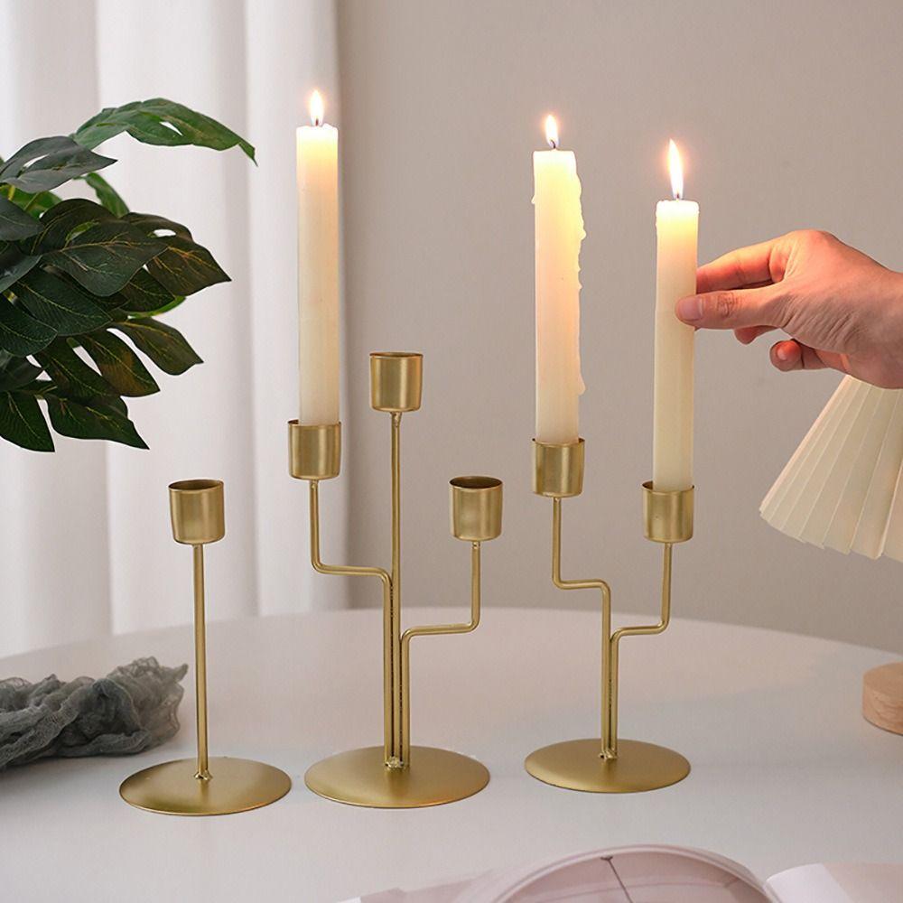 Romantic Candle Holder European Style Iron Candles Stand Long Candle Candlestick  Photo Props