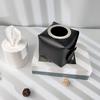 Roll Paper Box Multifunctional Square Large Diameter High Capacity Reusable Pen Holder Faux Leather Napkin Paper Case Desktop Sundries Organizer