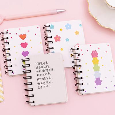 Yousheng 2Pcs Cartoon Coil Notebook Mini A7 Portable Spiral Memo Pad for Students Cute Flower Notebook for Journaling School Travel