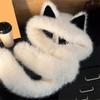1PC Faux Fur Hats Exquisite Pointed Ear Shape Cute Plush Hat Versatile Accessories Comfortable Scarf Warmth 56-58cm