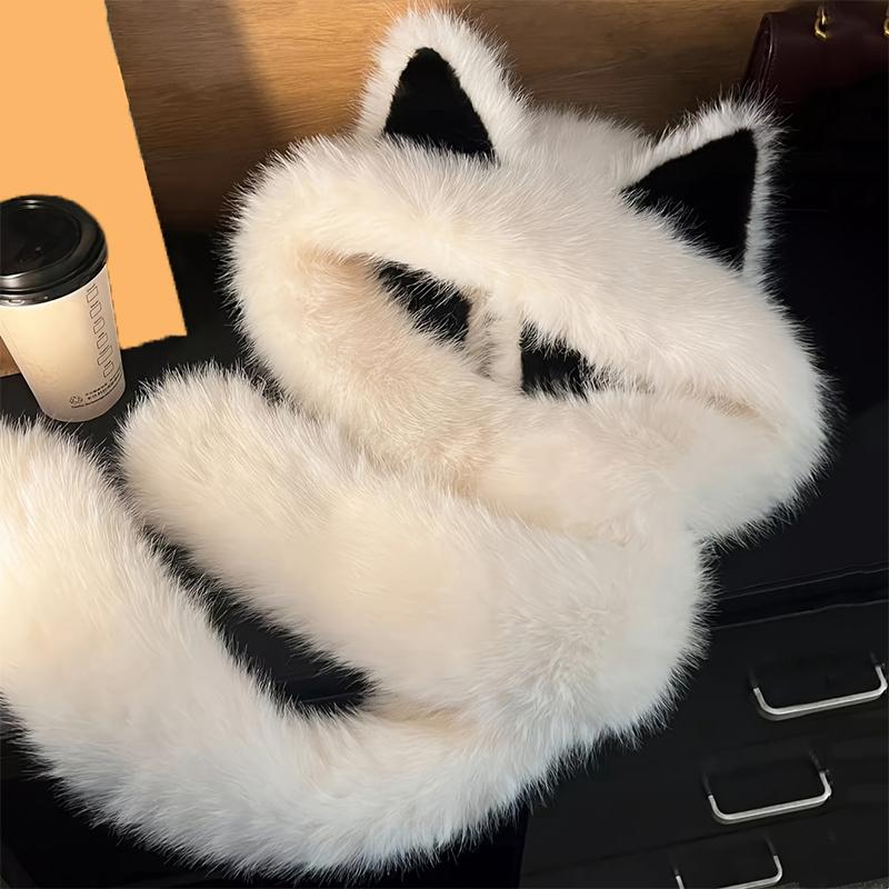 1PC Faux Fur Hats Exquisite Pointed Ear Shape Cute Plush Hat Versatile Accessories Comfortable Scarf Warmth 56-58cm