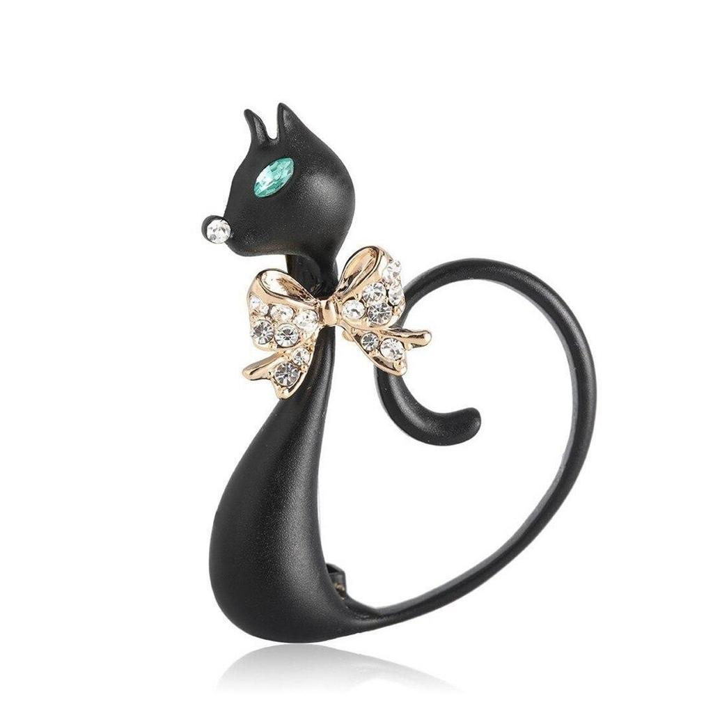 Blucome Cute Animal Black Cat Shape Copper Brooches Simulation Jewelry Child Shirt Collar Accessories