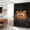 1pc Cute Cat Printed Waterproof Shower Curtain Partition Privacy Hanging Curtain with 12 Hooks Multiple Sizes