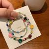 Dopamine Color Beaded Smiley Face Bracelet Female Niche Design Sense Girlfriend Student Jewelry Light Luxury High-end Jewelry