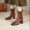 Fashion Fashiong French Retro Square Toe Women Shoes High Heeled Knitted Short Boots Temperament Thick Heeled Socks Boots 2025