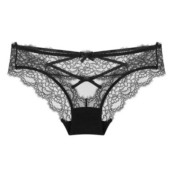 Sexy Underwear for Women Seamless Hipster Sheer Mesh Lace Panties Low Waist V-Back Strappy Criss Cross Briefs