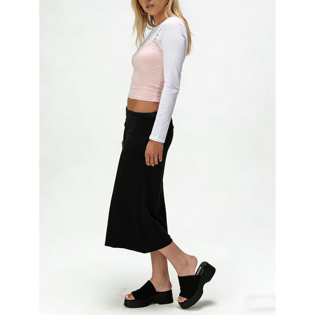 Pantaloni da Yoga da Donna a Gamba Larga Corti con Vita Pieghevole Vestibilità Rilassata Tessuto Morbido ed Elastico per il Comfort