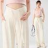 2024 Summer Maternity Wide-Leg Pants: Low Waist, Drawstring, No Belly Support, Casual Long Trousers