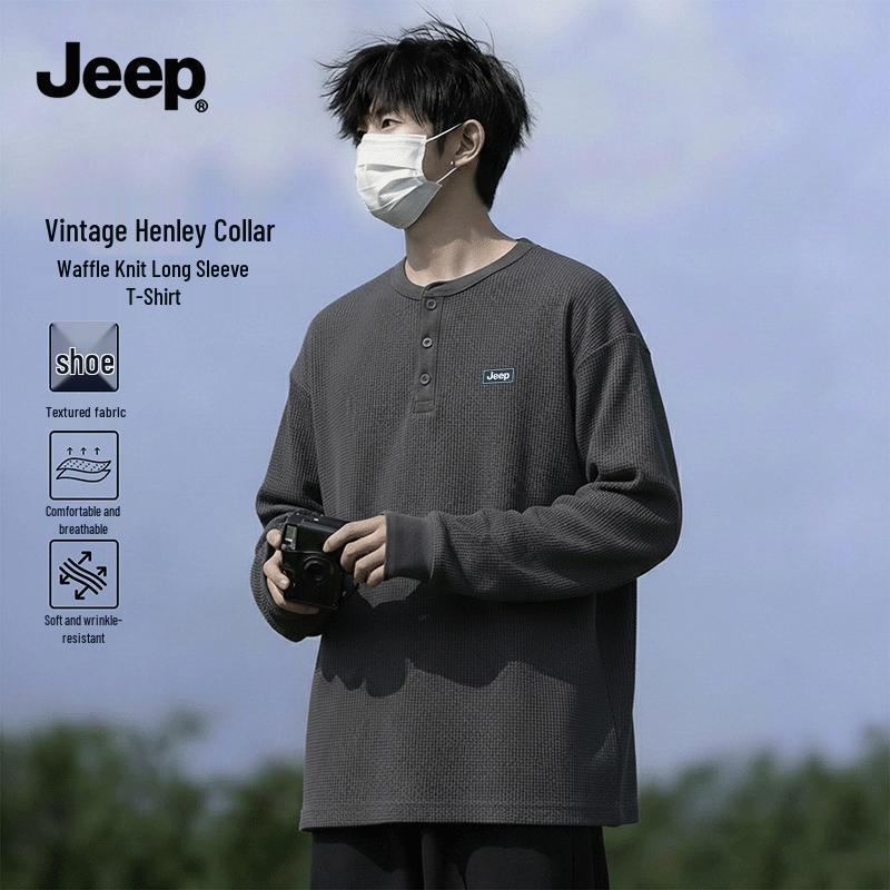 

JEEP Men s Waffle Knit Henley Long-Sleeve T-Shirt M