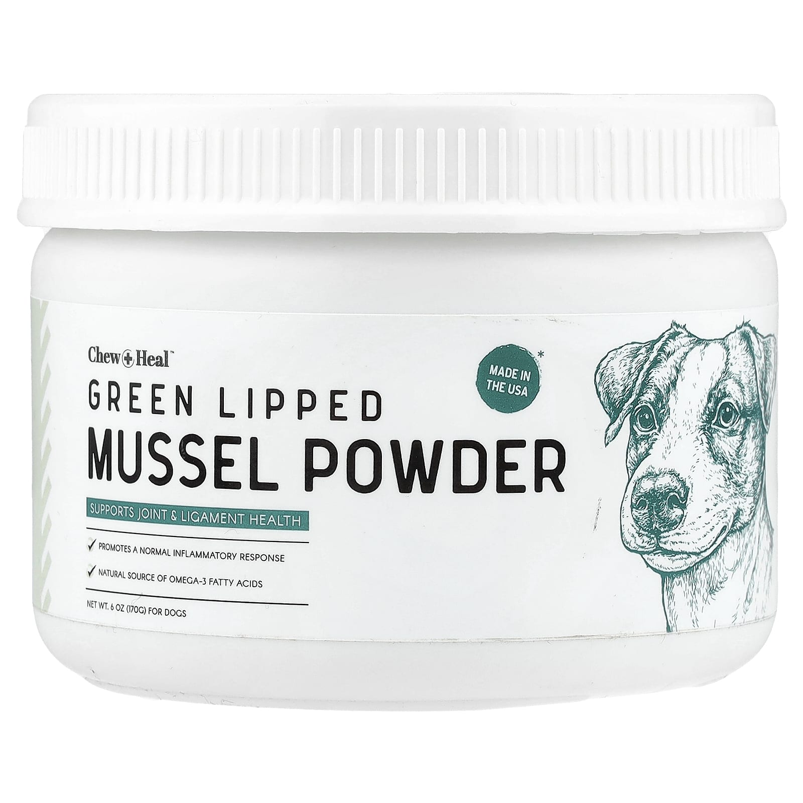 

Chew + Heal, Green Lipped Mussel Powder, for Dogs, 170g (6oz)